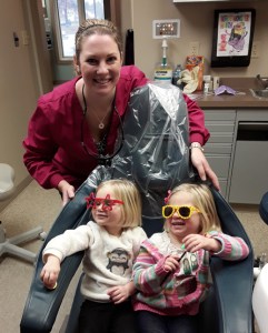 two girls in the dental chair at Kiesel Dental